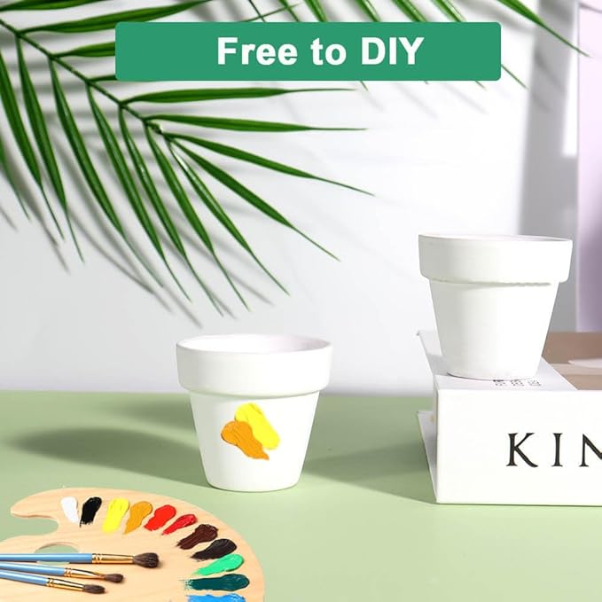 vensovo 48 Pcs 2" Tiny Terracotta & Terra Cotta Pots with Drainage - White Small Mini Clay Ceramic Pottery Planter Ideal for Indoor/Outdoor Plants, Crafts, Wedding Favors