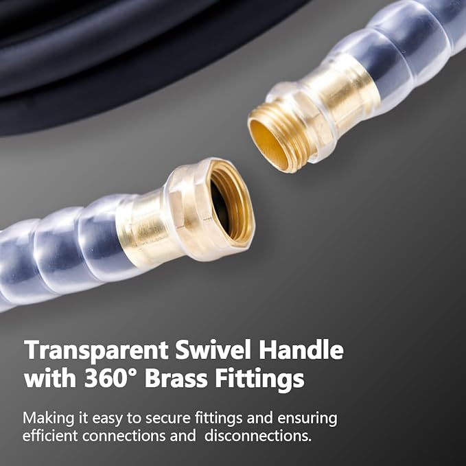 Heavy Duty Premium Garden Hose 125ft x 5/8", 300PSI Working, 1000PSI Burst, Water Hose with Transparent Swivel Handle - Hot/Cold Water - Five Layered Braiding for Durability