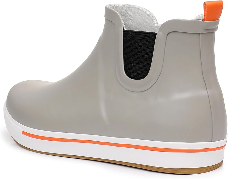 WTW Womens Rain Boots Deck Boots for Men - Lightweight Waterproof Rubber Fishing Rain Shoes with High Traction for Gardening Camping
