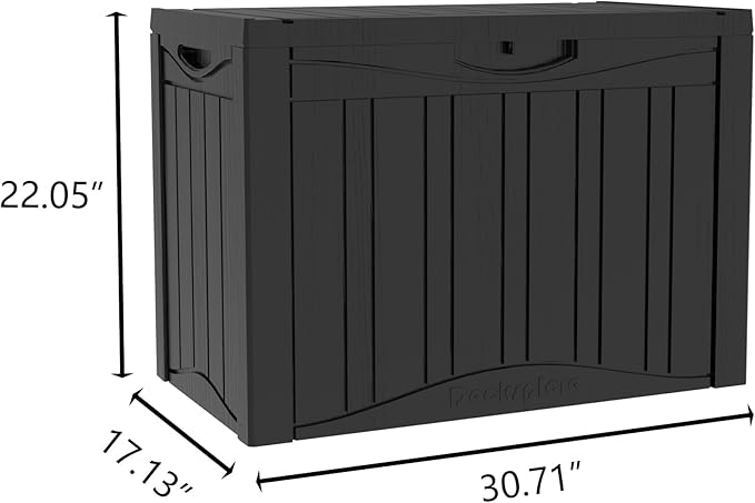 45 Gallon Deck Box, Resin Outdoor Indoor Waterproof Storage Box, Lockable Storage Box With Handle for Patio Furniture - Garden Tools - Swimming Pool Tools UV-Resistant, Black