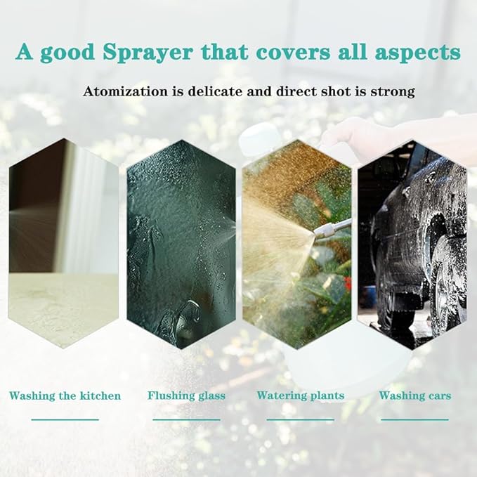 Handheld Garden Pump Sprayer, 0.5Gallon/68oz Garden & Lawn Pressure Spray Bottle with Safety Value & Adjustable Nozzle for Plant Spraying/Home Cleaning/Car Washing 2L Capacity (Turquoise)