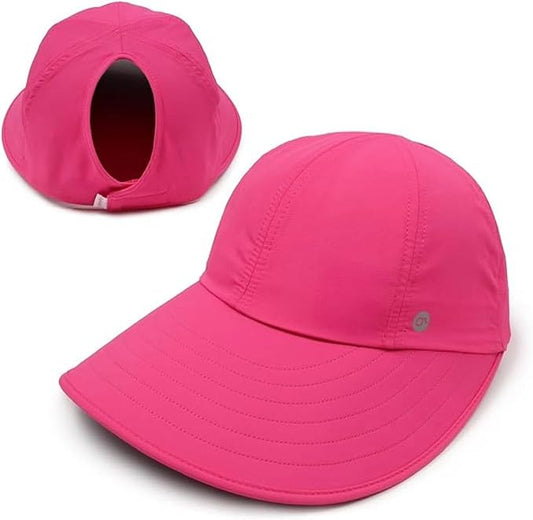 Ponyflo Sunblocker Wide Brim Hat - Oprah Awards Best Sun Hat - UV 50 Protection - Ponytail Sunhat for Women