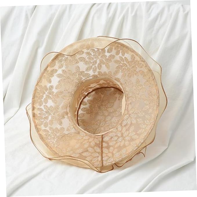 Toyvian Khaki Bloomy Sun Hat with Wide Brim for Women Lightweight Floppy Beach and Garden Hat Comfortable Summer Sun Protection for Vacation Hiking and Outdoor Parties