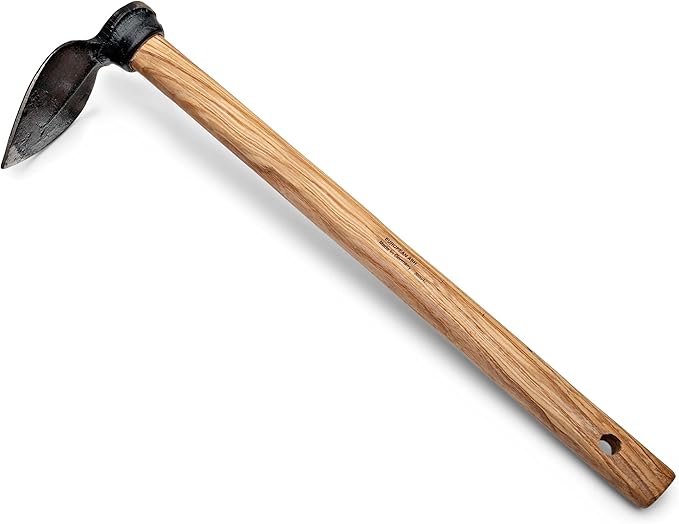 Kings County Tools Leaf-Shaped Hoe for Furrowing, Digging, Aeration, and Weeding | Solid Steel Head | 16.5" European Ash Wood Handle
