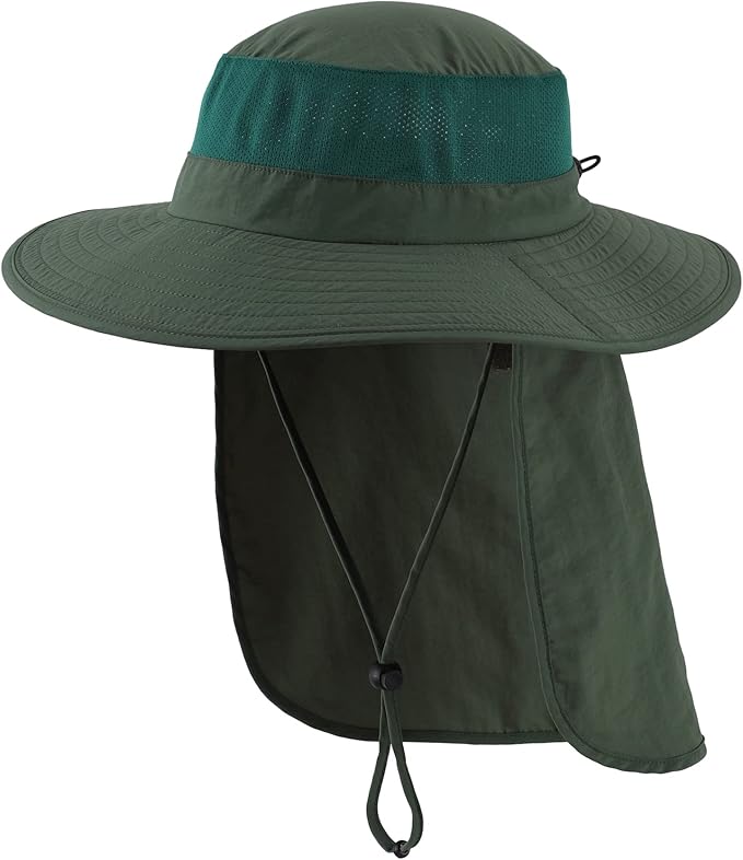 Home Prefer Outdoor UPF50+ Mesh Sun Hat Wide Brim Fishing Hat with Neck Flap Sun Hat for Men Women