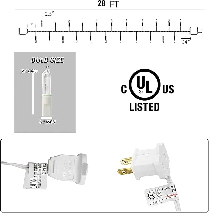 Dazzle Bright Warm White Christmas Mini String Lights, 30FT 150 Incandescent White Wire Fairy Lights, Waterproof Christmas Decorations for Indoor Outdoor Party Garden Yard Decor