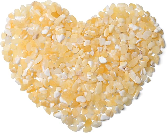 QINJIEJIE Yellow Jade Crystals Chips Natural Stone Gravel Bulk Crushed Rocks Pieces Polished Quartz Stone 0.55Lbs Decorative Fish Tank Pebbles Vase Filler Irregular Shaped Tumbled Gemstone for Home