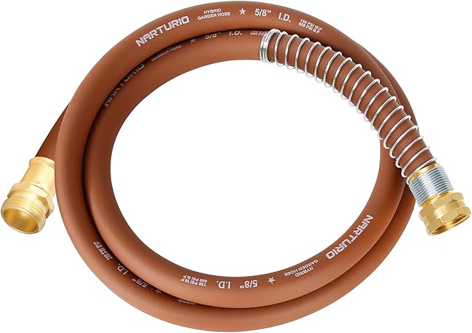 Short Leader Garden Hose 5/8" x 6ft, No Kink Lightweight Water Hose, Hybrid Rubber, Heavy Duty, 650 Burst PSI, Male to Female Fittings