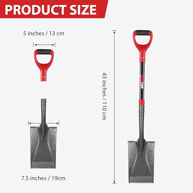 Spade Shovel Garden Flat Trenching Shovel for Digging Gardening Planting Edging, 43 inches