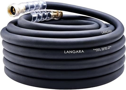 Heavy Duty Premium Garden Hose 50ft x 5/8", 300PSI Working, 1000PSI Burst, Water Hose with Transparent Swivel Handle - Hot/Cold Water - Five Layered Braiding for Durability