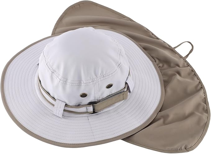Home Prefer UPF50 Mens Sun Hat with Neck Flap Quick Dry UV Protection Cap Womens Wide Brim Fishing Hat Neck Flap Beach Garden