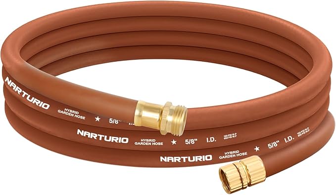 Short Leader Garden Hose 5/8" x 15ft, No Kink Lightweight Water Hose, Hybrid Rubber, Heavy Duty, 650 Burst PSI, Female to Female Fittings