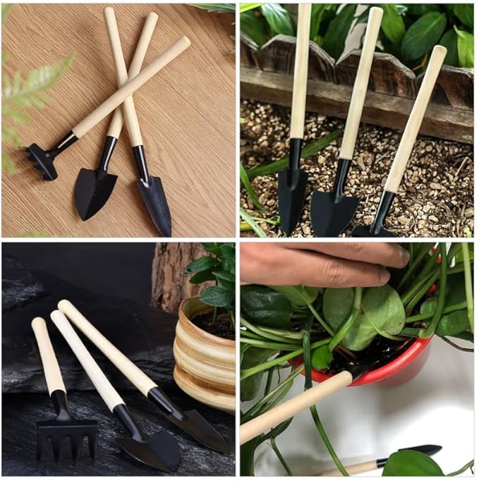 Sosoport 10 Sets Mini Tool Shovel Indoor Plant Gardening Tools Wooden Handle Weeding Trowel Digging Trowel for Flower Soil Planting Succulent