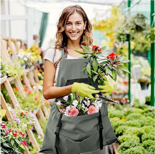 Harvesting Apron - Gardening Aprons with Pockets,with Pockets for Women & Men - Garden Apron 7 Pockets & Internal Drawstring Bag - Great Gift