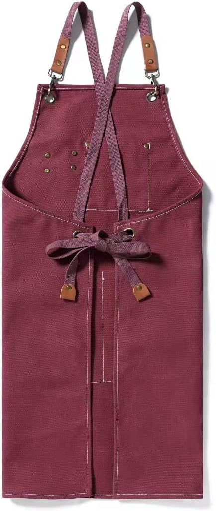 Tosewever Canvas Cross Back Chef Cotton Aprons for Men Women with Large Pockets