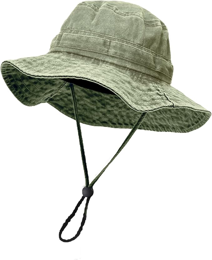 Men's Bucket Hat Camo Outdoor Sun Protection, Breathable Quick-Dry Fishing Gardening Hiking Hat ,UPF50+ Cotton Wide Brim