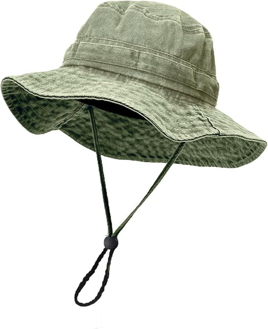 Men's Bucket Hat Camo Outdoor Sun Protection, Breathable Quick-Dry Fishing Gardening Hiking Hat ,UPF50+ Cotton Wide Brim