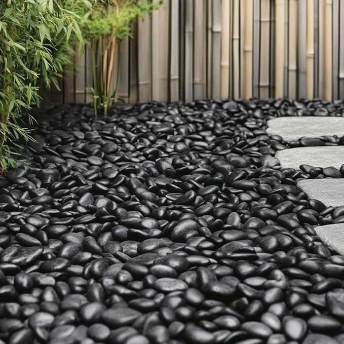 MSI Decorative Polished Black Pebbles, 0.8 inch - 1.2 inch, 40 lb. Bag(Pallet/ 55 Bags)