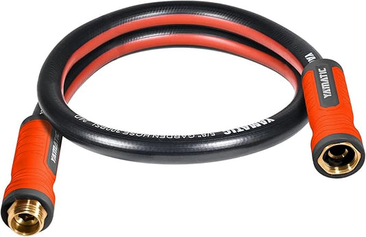 YAMATIC Short Garden Hose 5ft, 5/8" Leader Hose with Swivel Handle, Small Water Hose Extension, Solid Brass 3/4" Connection Fittings, Leak Proof for Reel, Gardening, Agriculture, Car Wash, Lawn