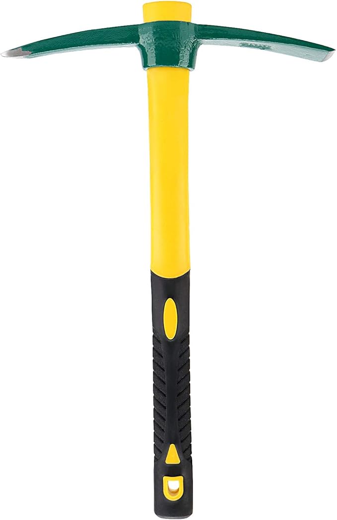ZOENHOU 17.7 Inch Pick Mattock Hoe, Forged Garden Pick, Weeding Mattock Hoe Agriculture Hand Tools with Heavy-Duty Fiberglass Handle for Weeding Cultivating Camping or Prospecting
