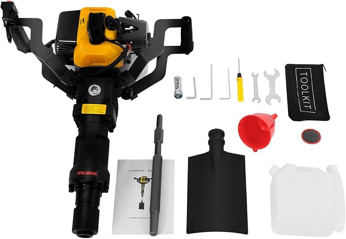 Tree Digger Machine Tree Digger 1250W 2 Stroke 6500RPM Gas Tree Planting Digging Machine Gasoline Planting Garden Tree Digger Shovel Gas Powered Garden Digger Tool Portable Trench Digger-Yellow