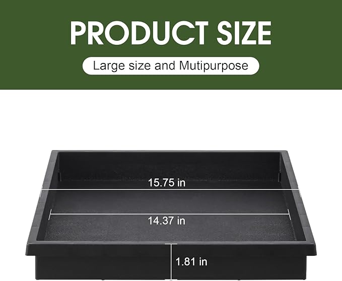 NATSUKY Square Plant Saucer 16 Inch 2 Pack, 8 10 12 14 16 Inch Plant Trays for Indoors Heavy Duty Plastic Flower Plants Saucers for Pots Outdoors No Holes Drip