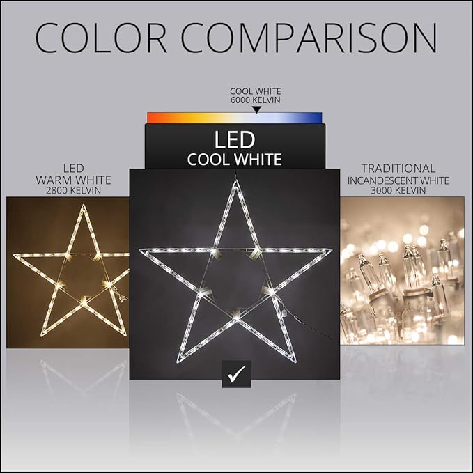 Kringle Traditions 32 Lighted Christmas Outdoor Star - Cool White LED Decoration, Folding Star Decor