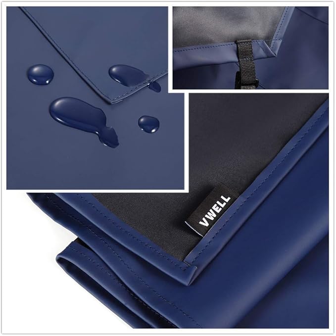 VWELL Waterproof Rubber Vinyl Apron W/ 2 Pockets - Lab Apron for DishWashing, Grooming 2Pack