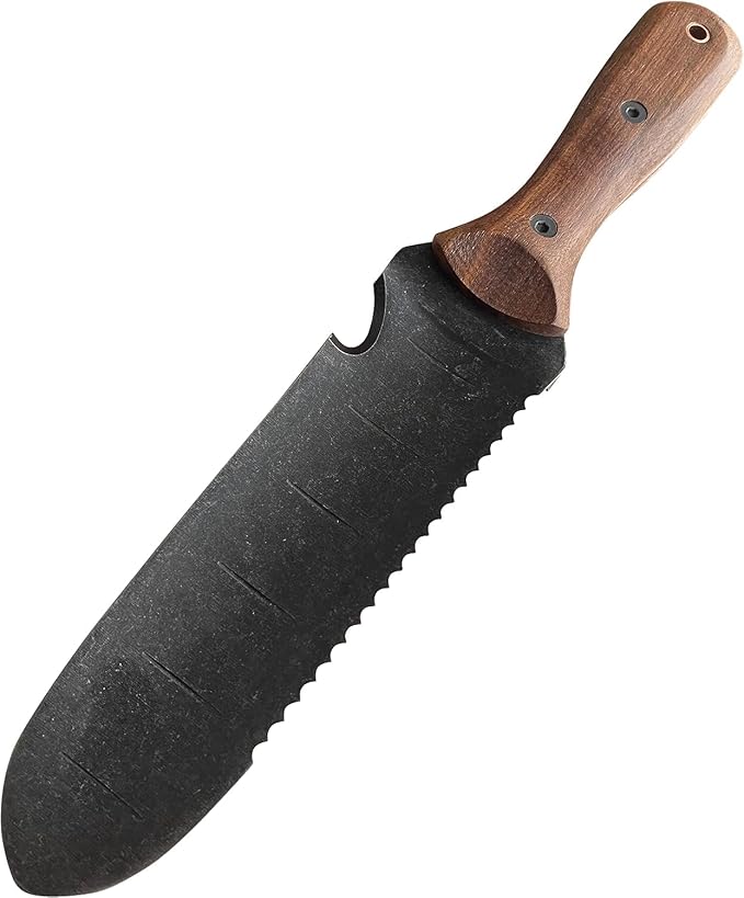 Garden Guru Hori Hori Gardening Knife for Weeding Digging & Cultivating - Stainless Steel Full Tang Blade, Walnut Wood Handle, Marks for Measuring Planting Depth, with Nylon Sheath - 1 Case (30 Pcs)