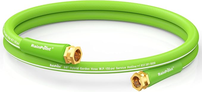 RAINPOINT Leader Garden Hose 5ft - Lightweight Water Hose with Swivel Handle - Flexible, Heavy Duty, Hybrid Rubber, with Female to Female Fittings