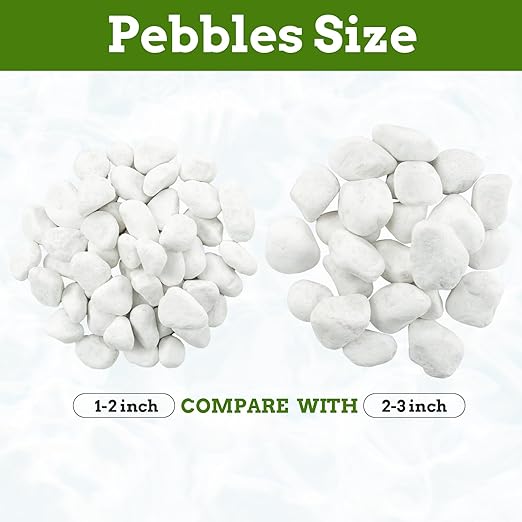 White Rocks for Plants, 1-2 Inch Pebbles for Indoor Plants, 2 lbs River Rocks Decorative White Stones, Ideal for Fish Tank, Vases, Crafting, Home Decor and Garden Landscaping Rocks