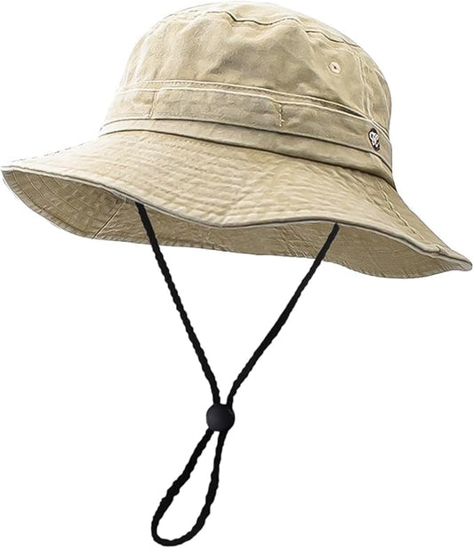 Men's Bucket Hat Camo Outdoor Sun Protection, Breathable Quick-Dry Fishing Gardening Hiking Hat ,UPF50+ Cotton Wide Brim