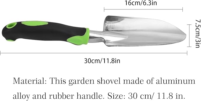 Garden Shovel Hand Trowel Mini Shovel Garden Tools Cast-Aluminum Heavy Duty Gardening Tool Soft Rubberized Non-Slip Handle Potting Tools for Planting, Transplanting, Weeding, Digging Soil (Green)