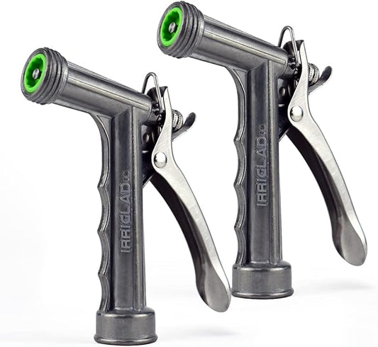 Hose Nozzle 2 Pack, Full Size Pistol Grip Water Nozzle Sprayer with Threaded Front, High Pressure Nozzle, Adjustable Spray Water Flow for Watering, Showering Pet, Washing Car, Silver