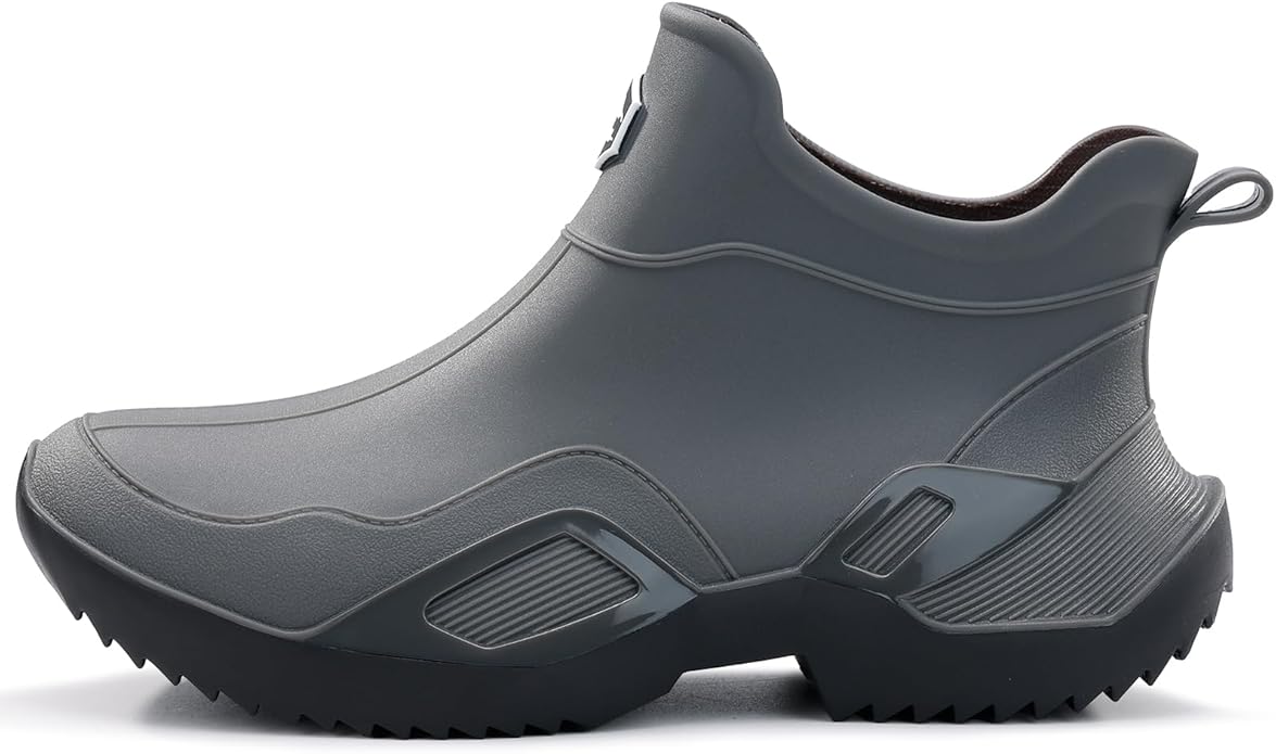 Women's Ankle Rain Boots - Slip On Waterproof Festival & Garden Shoes for Men - Comfortable Lightweight Rubber Wellies with Decorative Buckle