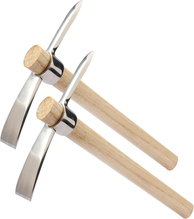 3 PCS 16 Inch Mattock Pick Axe, Stainless Steel Pick Mattock Hoe, Garden Pick, Pick Mattock for Weeding, Loosening Soil, Planting Vegetables, Digging Holes, Chopping Roots and Much More