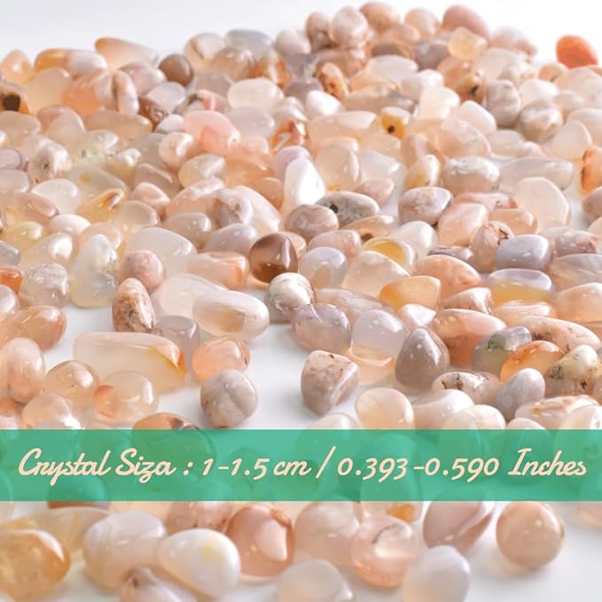 Polished Sakura Agate Crystals - 72 Pcs, 0.5" 10 oz Handpicked Natural Tumbled Gemstones Rocks, Pebbles for Reiki, Chakra, Healing Home Decor