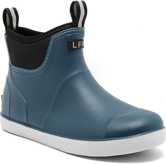 Mens Deck Boots, Saltwater Fishing Booties Rubber Waterproof Ankle Rain Boots, High-performance Footwear Chelsea Boots for Gardening Fishing Boating Camping Sailing