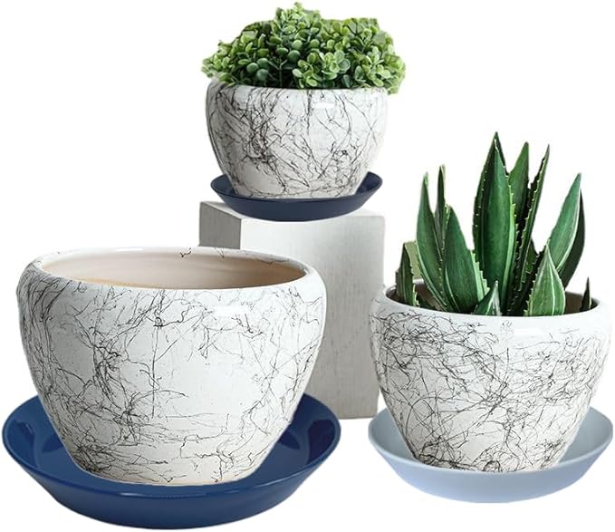 Plant Saucers 12 Inch (12.7 Inch) Plant Trays, Durable Round Glazed Ceramic Flower Plant Water Drip Tray for Pots Planter