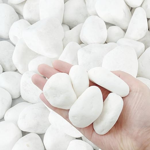 White Rocks for Landscaping, 40 lbs Large River Rocks for Garden, 2-3 Inch Pebbles for Indoor Plants, Decorative White Stones Ideal for Fish Tank, Vases, Crafting, Home Decor