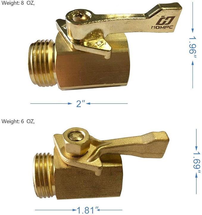HQMPC Super Heavy Duty 3/4" Brass Shut Off Valve Garden Hose Shut Off Valve Garden Hose Connector