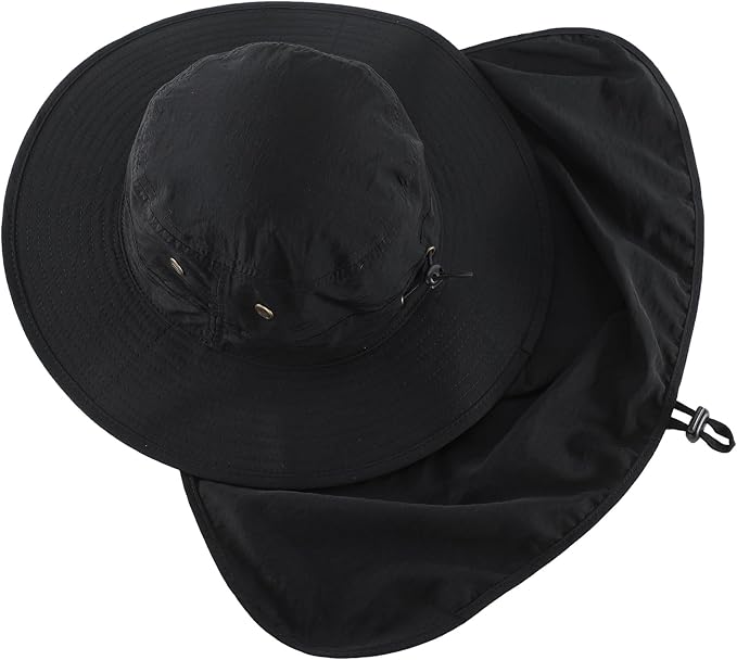 Home Prefer UPF50 Mens Sun Hat with Neck Flap Quick Dry UV Protection Cap Womens Wide Brim Fishing Hat Neck Flap Beach Garden