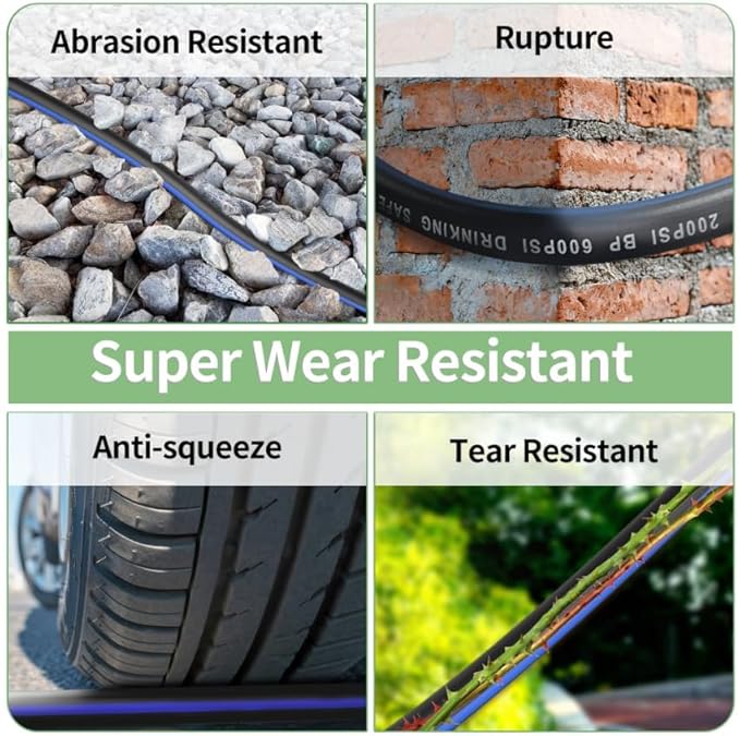 100 FT Garden Hose, Flexible No Kink Heavy Duty Garden Water Hose Flex Copper Bullet Collapsible Washer Rubber Hose 5/8" Soft Lightweight Outdoor Waterhose Manguera Para Jardin