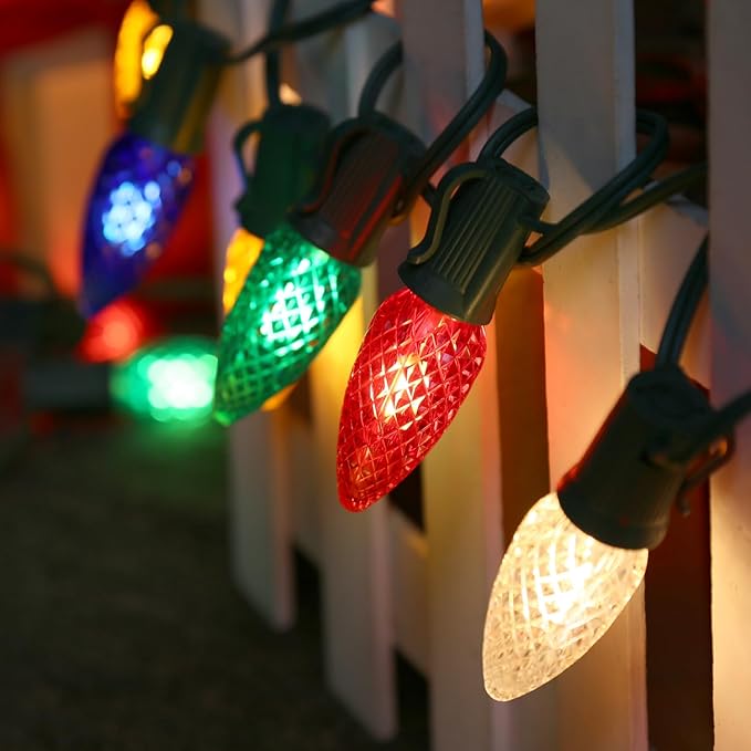 50 Pack C9 Led Replacement Christmas Light Bulb, Multicolor C9 Shatterproof Led Bulbs for Indoor Outdoor Decorative String Light, E17 Base