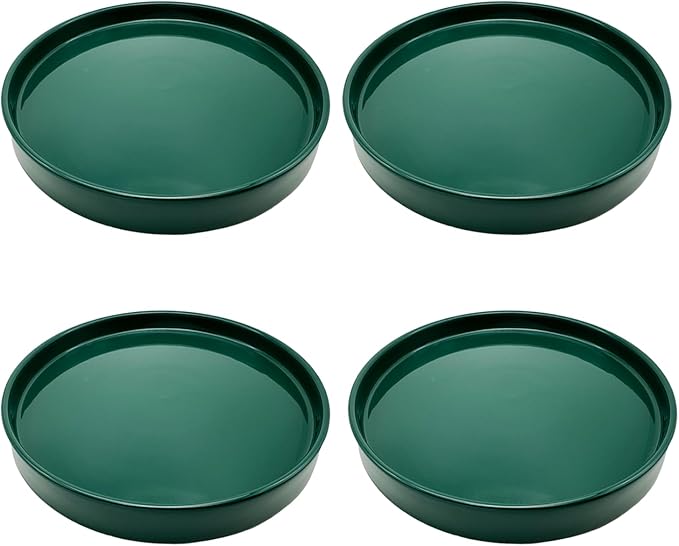 4 Pack Ceramic Plant Saucer Pot Tray 4 Inch, Planter Saucers 4 5 6 7 8 9 10 11 12 13 Inch for Indoors Outdoor, Durable Sturdy Flower Drainage drip Water Tray for Glazed Pots Base ((4.5"/4.1"-Green)
