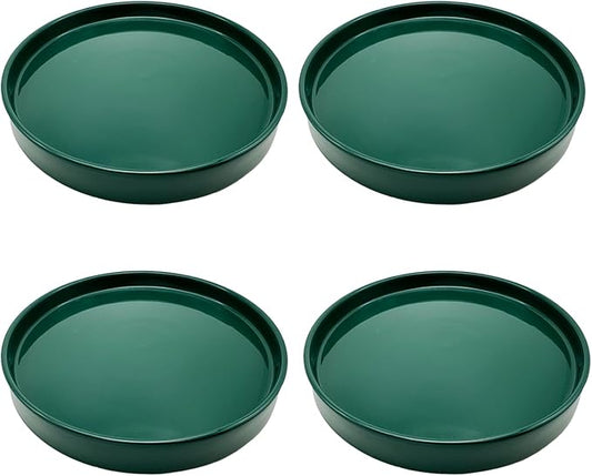 4 Pack Ceramic Plant Saucer Pot Tray 4 Inch, Planter Saucers 4 5 6 7 8 9 10 11 12 13 Inch for Indoors Outdoor, Durable Sturdy Flower Drainage drip Water Tray for Glazed Pots Base ((4.5"/4.1"-Green)