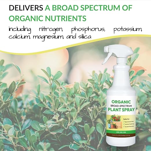 Organic Broad Spectrum Plant Spray - Liquid Plant Food in a Spray Bottle (Foliar Fertilizer) | Use on All Outdoor Plants Including: Vegetables, Herbs & Flowers | No Mixing Required (32oz)