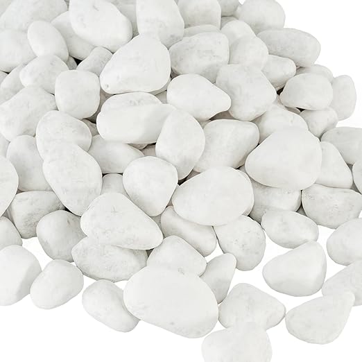 White Rocks for Plants, 1-2 Inch Pebbles for Indoor Plants, 10 lbs River Rocks Decorative White Stones, Ideal for Fish Tank, Vases, Crafting, Home Decor and Garden Landscaping Rocks