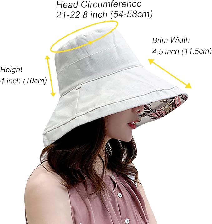 Women Wide Brim Sun Hats Metal Wired Edge Summer UV Protection Beach Fishing Hat for Hiking Garden Travel Chin Strap