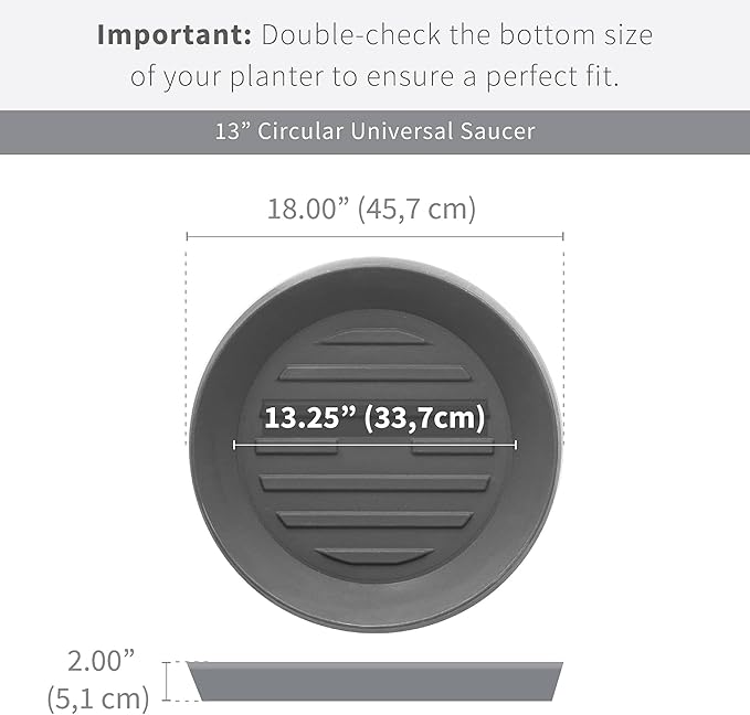 Crescent Garden Universal Round Planter Saucer, Durable Drainage Dish for Plant Pots, Heavy-Duty Plant Dishes Saucer, Indoor & Outdoor Plant Trays - Terracotta-Color (13 inch Inner, 18 inch Outer)